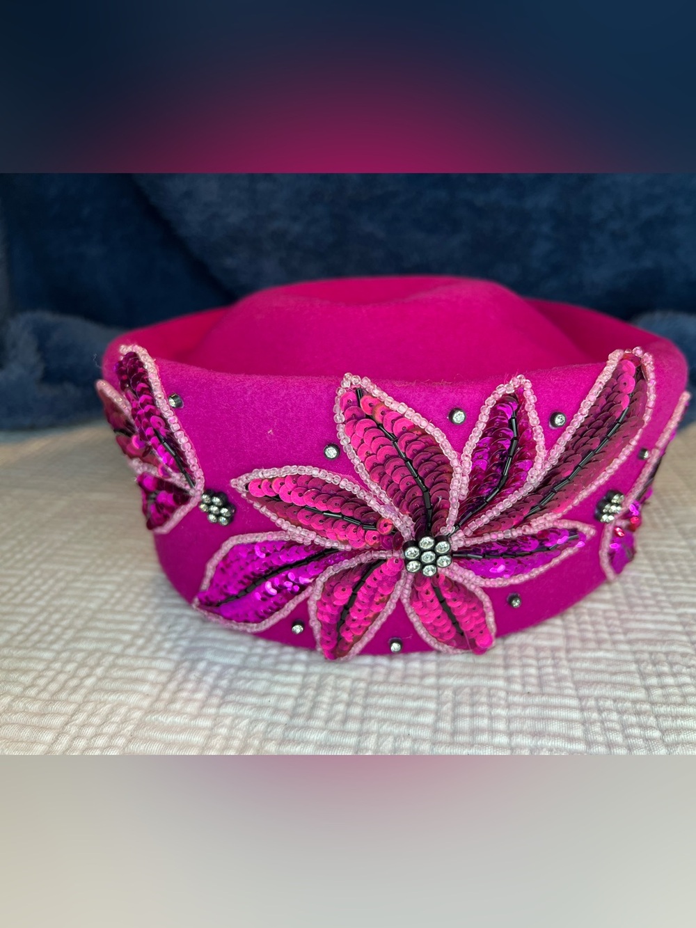 Mr. Hi’s Classic Hot Pink Wool Pillbox Hat Made in USA - Picture 5 of 11